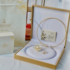 Set Trang Sức HimHip Kiềng Cổ 15cm, Cài Áo, Khuyên Tai Kèm Hộp Nhung Phụ Kiện Áo Dài