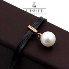 Choker HimHip Da PU Đính Tinh Thể Ngọc Trai 10Li Thanh Lịch 32+6cm