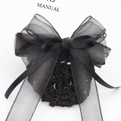 Kẹp Bối, Búi Lưới HimHip Phối Vải Voan Thắt Nơ Thanh Lịch 11cm