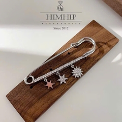 Trâm, Ghim Cài Áo Kim Băng HimHip HKCC Phối Sao Phale Nhỏ Lấp Lánh 6.5*1.6cm