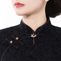 Trâm, Ghim Cài Áo Nhỏ HimHip Hoa Sen Tua Dài Sang Trọng HKCC Đính Phale 2,5*5cm