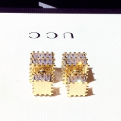 Khuyên Tai Nụ HimHip Khối Chữ Nhật Mạ Vàng Sang Trọng HKCC Đính Phale 1x2cm