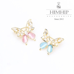 Trâm, Ghim Cài Áo HimHip Cánh Bướm 2 Màu Nhẹ Nhàng HKCC Đính Phale 2,2*2cm