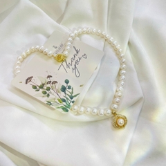 [ Thiết Kế] Vòng Cổ HimHip Trai Thật Mặt Hình Giọt Nước Mix Khóa Hoa Quý Phái 8ly 44cm