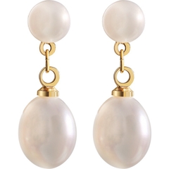 Khuyên Tai Ngắn HimHip Dáng Thả Sang Trọng HKCC Mix Ngọc Trai Thật 1x2cm