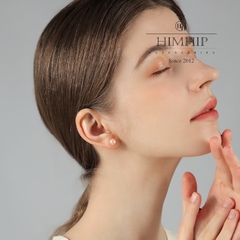 Khuyên Tai Nụ HimHip Ngọc Trai Hồng Thanh Lịch HKCC Mix Ngọc Trai Thật 8 Ly Phụ Kiện Áo Dài