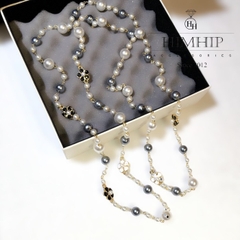 Vòng Cổ Thời Trang HimHip Hạt Giả Trai 2 Màu Mix Hoa 5 Cánh Thanh Lịch Phụ Kiện Áo Dài