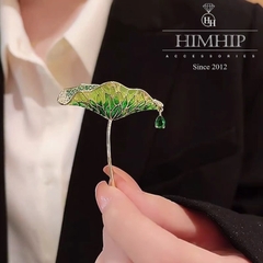 Trâm, Ghim Cài Áo HimHip Lá Sen Quý Phái HKCC Đính Phale 4,5*5cm