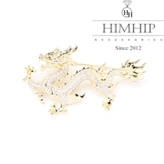 Trâm, Ghim Cài Áo HimHip Rồng Bay Sang Trọng HKCC Đính Phale 3,4*6cm