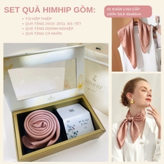 Set Quà HimHip Khăn Lụa Cao Cấp 65x65cm Kèm Túi Hộp Thiệp - 1147