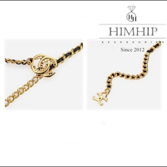 Dây Lưng HimHip Xích Phối Da PU Khóa C.nel Sang Trọng 94cm
