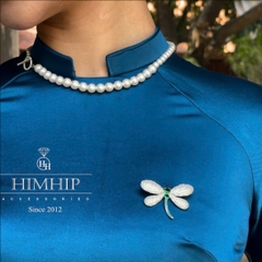 Trâm, Ghim Cài Áo HimHip Chuồn Chuồn Đuôi Xanh Sang Trọng HKCC Đính Phale 3*4,5cm Phụ Kiện Áo Dài