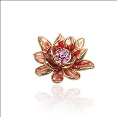 Trâm, Ghim Cài Áo Nhỏ HimHip Hoa Sen Đỏ Sang Trọng HKCC Đính Phale 2*2,4cm