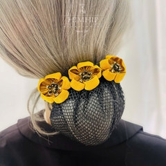 Kẹp Bối, Búi Lưới HimHip 3 Hoa Đính Đá Thanh Lịch 3.5x10cm