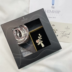 Set Quà Himhip Khăn Lụa Cao Cấp 65*65cm & Cài Áo Kèm Túi Hộp Thiệp - 248