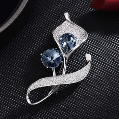 Trâm, Ghim Cài Áo HimHip Hoa Vân Môn Sang Trọng HKCC Đính Đá Sapphire 3*5,5cm