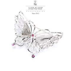 Trâm, Ghim Cài Áo HimHip Bướm Đầu Đỏ Sang Trọng HKCC Đính Phale 4,5*6cm