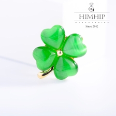 Pin Cài Tự Hít HimHip Cỏ 4 Lá Nhỏ May Mắn HKCC Đính Đá 2x2.5cm