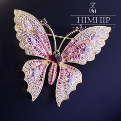 Trâm, Ghim Cài Áo HimHip Bướm Cánh Đá Sang Trọng HKCC Đính Phale 3,5*5cm Phụ Kiện Áo Dài
