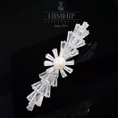 Kẹp Bấm HimHip HKCC Hoa Tuyết Phale Phối Hạt Giả Trai 6.8*2cm