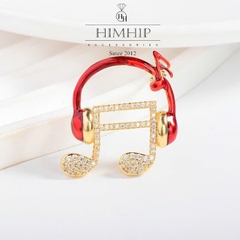Trâm, Ghim Cài Áo HimHip Tai Nghe Mix Nốt Nhạc HKCC Phối Phale Thanh Lịch 2.7x3cm