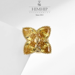 Pin Cài Tự Hít HimHip HKCC Hoa Vàng Phale 4 Cánh May Mắn 2.3cm