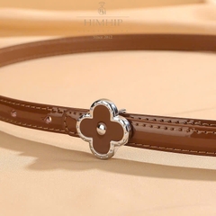 Dây Lưng HimHip Da Thật Mặt Khóa Hoa 4 Cánh Viền HKCC 1.6*101cm