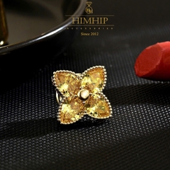 Pin Cài Tự Hít HimHip HKCC Hoa Vàng Phale 4 Cánh May Mắn 2.3cm