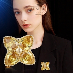 Pin Cài Tự Hít HimHip HKCC Hoa Vàng Phale 4 Cánh May Mắn 2.3cm