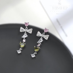 Khuyên Tai Ngắn HimHip HKCC Nơ Phale Phối Tua Rua Thanh Lịch  3.5*1.2cm