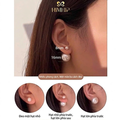 [Noel] Khuyên Tai Nụ HimHip Hạt Tròn To Nhỏ 2 Kiểu Sang Trọng HKCC Mix Hạt Giả Trai 1.6x0.8cm
