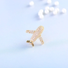 Pin Cài Áo HimHip Máy Bay Vàng Nhỏ Thanh Lịch HKCC Đính Phale 1.5x1.6cm