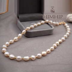 Vòng Cổ Ngọc Trai Dị Mix Hợp Kim Vàng Sang Trọng Độc Đáo 47.5cm (Không Kèm Túi Hộp Thiệp)