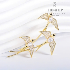 Trâm, Ghim Cài Áo HimHip HKCC Đàn Én Nhỏ Đính Hạt Phale 4*6.7cm