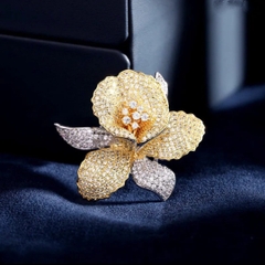 Trâm, Ghim Cài Áo HimHip Hoa Lan Sang Trọng HKCC Đính Đá Phale 4,6cm