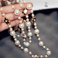 Vòng Cổ Thời Trang HimHip Hạt Giả Trai Mix Hoa 2 Màu Thanh Lịch Phụ Kiện Áo Dài