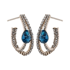 Khuyên Tai Ngắn HimHip Giọt Nước Kép Thanh Lịch HKCC Đính Phale 2.2cm