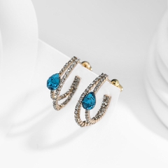 Khuyên Tai Ngắn HimHip Giọt Nước Kép Thanh Lịch HKCC Đính Phale 2.2cm