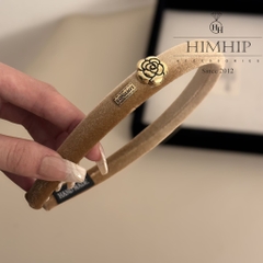 Bờm HimHip Phối Vải Nhung Charm Hoa Hồng Sang Trọng 1.8cm