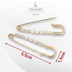 Trâm, Ghim Cài Kim Băng HimHip Họa Tiết 3 Trai Đơn Giản HKCC Đính Phale 1.2x5.5cm