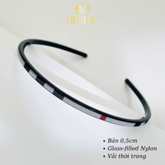 Bờm Tóc HimHip Composite Dáng Mảnh Họa Tiết Caro Viền Đen 0.5cm