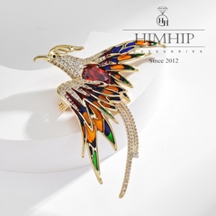Trâm, Ghim Cài Áo HimHip Chim Phượng Đỏ Sang Trọng HKCC Đính Phale 5,7*6cm