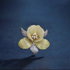 Trâm, Ghim Cài Áo HimHip Hoa Lan Sang Trọng HKCC Đính Đá Phale 4,6cm