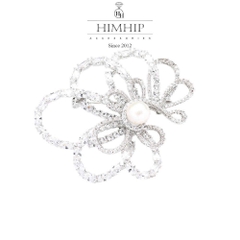 Trâm, Ghim Cài Áo HimHip Hoa Xoắn Sang Trọng HKCC Đính Phale 5.5x5.5cm