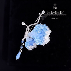 Trâm, Ghim Cài Áo HimHip Bướm Gắn Đá Tinh Xảo HKCC Đính Phale Xanh 7*4cm