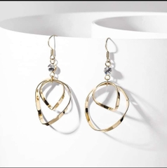 Khuyên Tai Dài HimHip 2 Vòng Xoắn Sang Trọng HKCC Đính Phale 3x5.5cm