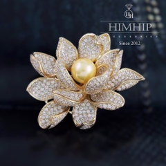 Trâm, Ghim Cài HimHip Hoa Sen Nhụy Trai Sang Trọng HKCC Đính Phale 4*5cm