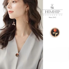Pin Cài Áo HimHip Vòng Tròn Đen Mặt Hoa Hồng Đỏ Sang Trọng HKCC Mix Trai