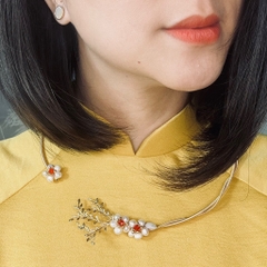 Kiềng Cổ HimHip Trai Thật Hoa Đào Xứ Ngọc Sang Trọng 15cm Phụ Kiện Áo Dài