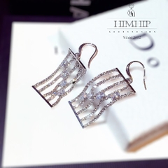Khuyên Tai Bản To HimHip Mặt Chữ Nhật Sang Trọng HKCC Đính Phale 2x6cm